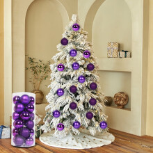 24 Purple Shatterproof Christmas Baubles 40 mm