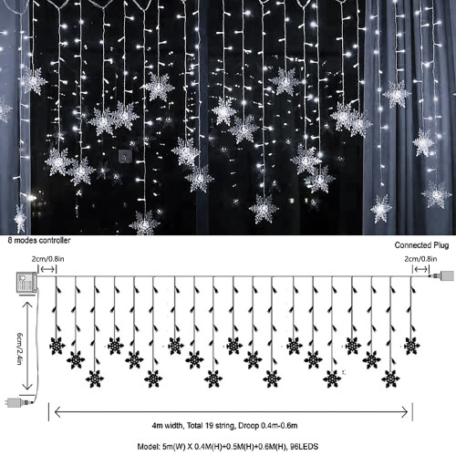 Snowflake Light String 4M 96 LED Indoor Outdoor 2