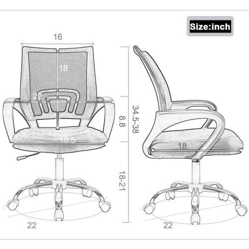 Netz-Bürostuhl, ergonomisch, höhenverstellbar, grün 1