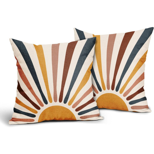 Conjunto de 2 capas de almofada Boho Sun Sunrise, 40x40cm (16x16 polegadas) 1
