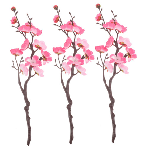 3 Pcs Pink Artificial Plum Blossom Stems 2