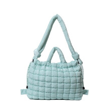 Quiltet nylon skuldertaske til mænd og kvinder