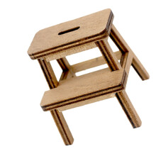 Mini sgabello in legno 4,5x4x3,8 cm Marrone