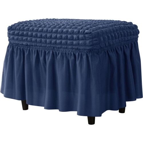 Seersucker Footstool Cover with Skirt – Rectangle,