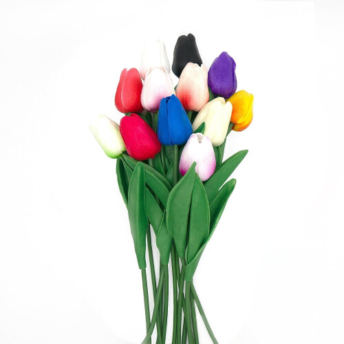 Blue Artificial Tulips 13in 10-Piece Bouquet