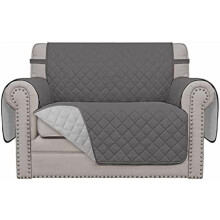 Reversible Sofa Slipcover Water-Resistant Up to 65.5 in Gray