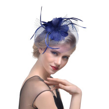 Women's Navy Flower Feather Fascinator Hat