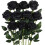 10pcs Realistic Silk Black Roses with Flexible Stems 1