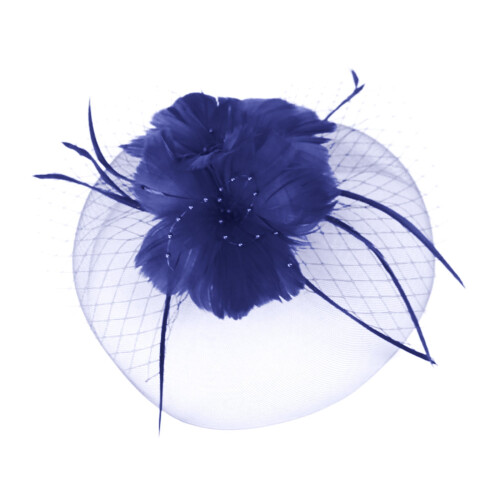 Women's Navy Flower Feather Fascinator Hat 2
