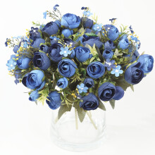 Silk Mini Ranunculus Bouquets Navy Blue 4 Pack