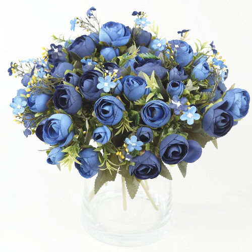 Silk Mini Ranunculus Bouquets Navy Blue 4 Pack