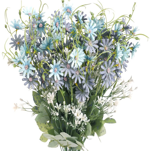 6-Pack Artificial Daisy Bouquets – UV-Resistant Silk