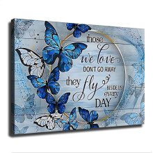 Blue Butterfly Canvas Wall Art 12x18 in, Framed
