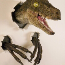3D Dinosaur Wall Sculpture Set - Resin, 2 pcs