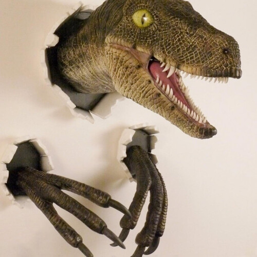 3D Dinosaur Wall Sculpture Set - Resin, 2 pcs