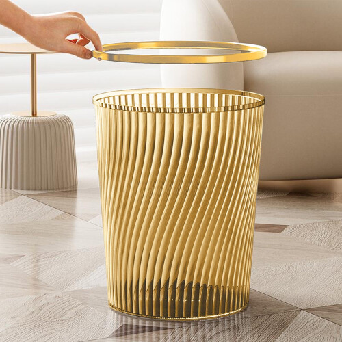 Poubelle verticale dorée translucide pour bureau (1 pièce)