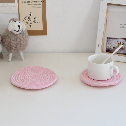 8 Pack Cotton and Linen Coasters 11cm Round 2