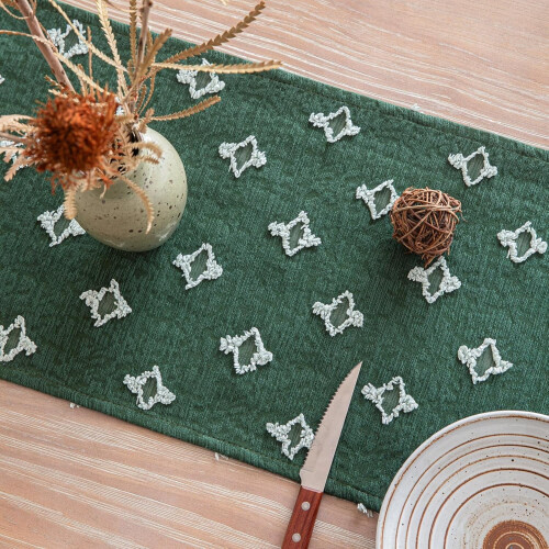 Boho Cotton-Linen Table Runner with Tassels 13 x 72 in 2