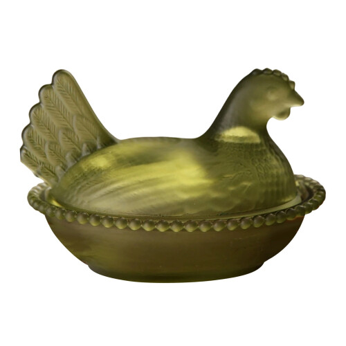 Chicken-Shaped Glass Candy Jar with Lid