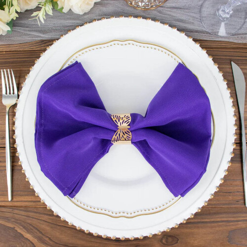Purple Polyester Dinner Napkins 20x20 in (5 Pack) 1