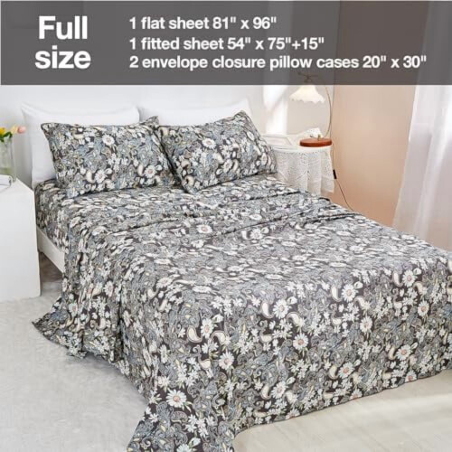 Paisley Microfiber Sheet Set Full 4-Piece Deep Pocket 1