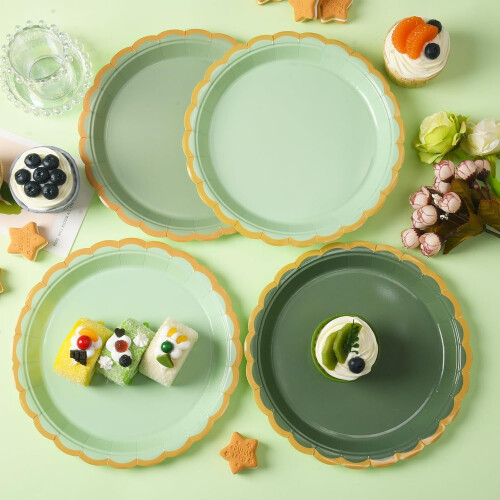 Pratos de papel ondulado verde-sálvia de 48x9 polegadas 1