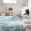 Light Blue Cotton Throw Blanket for Adults, Full Size 2