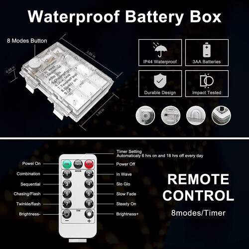 200 LED Waterproof Rope Lights 72ft 2 Pack with Remote 1