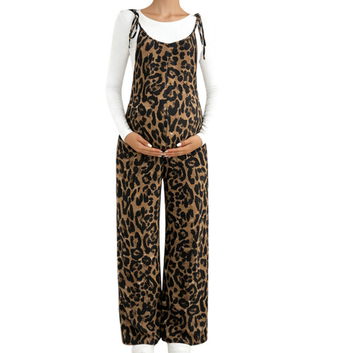 Adjustable Maternity Overalls Trousers With-leopard print XL 2
