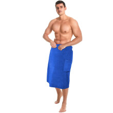 Herren-Frottee-Badehandtuch mit Tasche, blau