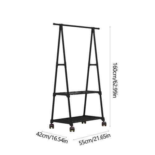 Freestanding Coat Rack with 2 Shelves and Corner Design 2
