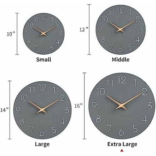 16" Modern Silent Wall Clock – White Face, Wooden Hands 2