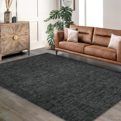 Black Modern Abstract Area Rug 5x7 Non-Slip 2