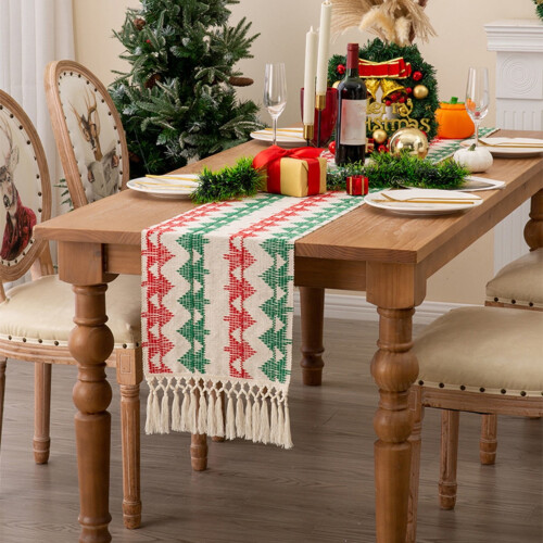 Boho Cotton Tablecloth with Knotted Tassels