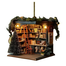 Ornamento natalizio per libreria: verme dei libri in acrilico (1 pezzo)
