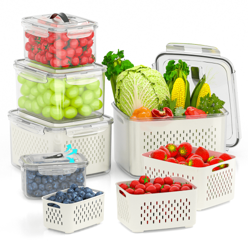 5-Piece Airtight Fridge Fruit Containers with Colanders