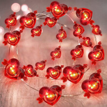 Red Heart LED String Lights – 2m, 20 Bulbs