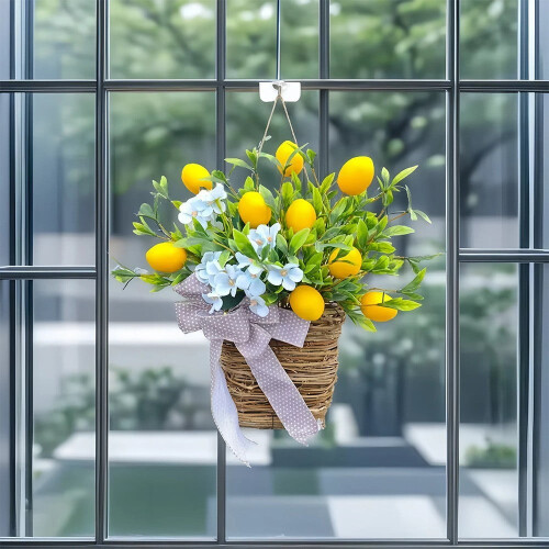 Artificial Spring Flower Wreath with Lemon 39cm