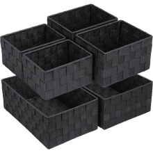 Woven Storage Baskets Set 6 Pack Black