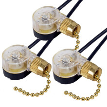 3-Pack Ceiling Fan Light Switch Brass ON-OFF