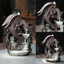 Schwarzer Keramik-Drachen-Rückfluss-Räuchergefäß
