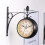 Vintage Two-Sided Wall Clock, Black Iron, 25x9x22cm 1