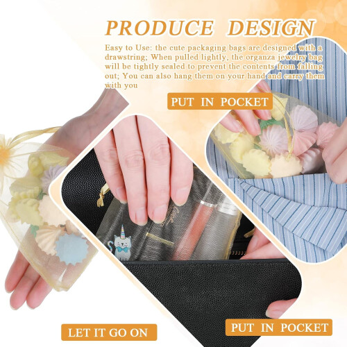 100 Sacos de Organza Dourada com Cordão 4x6 polegadas 2