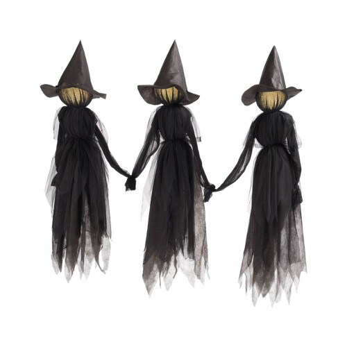 Glödande Halloween-häxtrio som håller händer 1