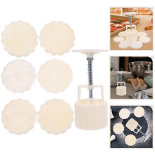 Handpress Månkakeform Set – Beige PP & Järn, Blomma