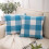 Conjunto de 2 almofadas decorativas xadrez búfalo azul e branco, 50x50cm (20x20 polegadas). 1