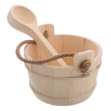 Houten sauna-emmer en -lepel set