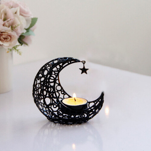 Moon-Shaped Iron Candle Holder 10.5x9.8cm