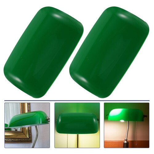 Dark Green Cylindrical Banker Lamp Shade 2 Pack