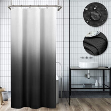 Black Ombre Shower Curtain 36x72 in Waterproof Waffle Weave